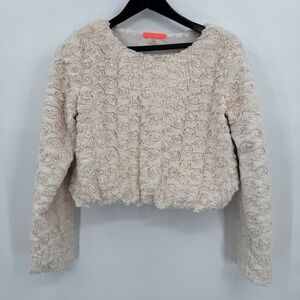 Lulumari Pink Fabric Art Cropped Top  Pink Roses Flowers Women's Medium Whimsy